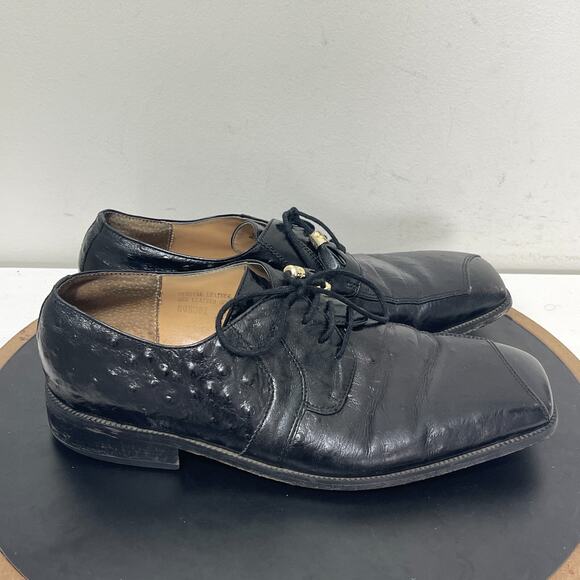 Giorgio Brutini Private Collection Dress Shoes Men 10‎ Black Ostrich Square Toe - Picture 1 of 11